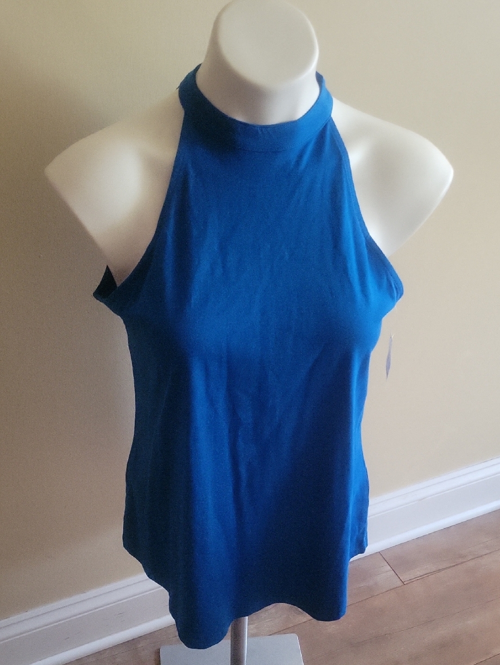 NEWYORK & COMPANY, Blue Sleeveless Halter Neck Women's Tank Top